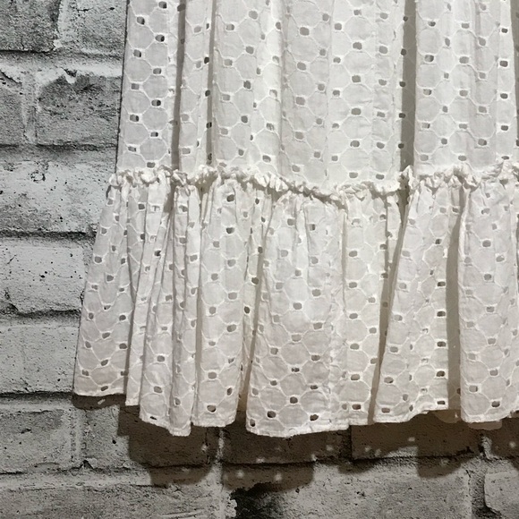 Taylor White Eyelet Half-Sleeve V-Neck Smocked A-Line Dress - Picture 3 of 6